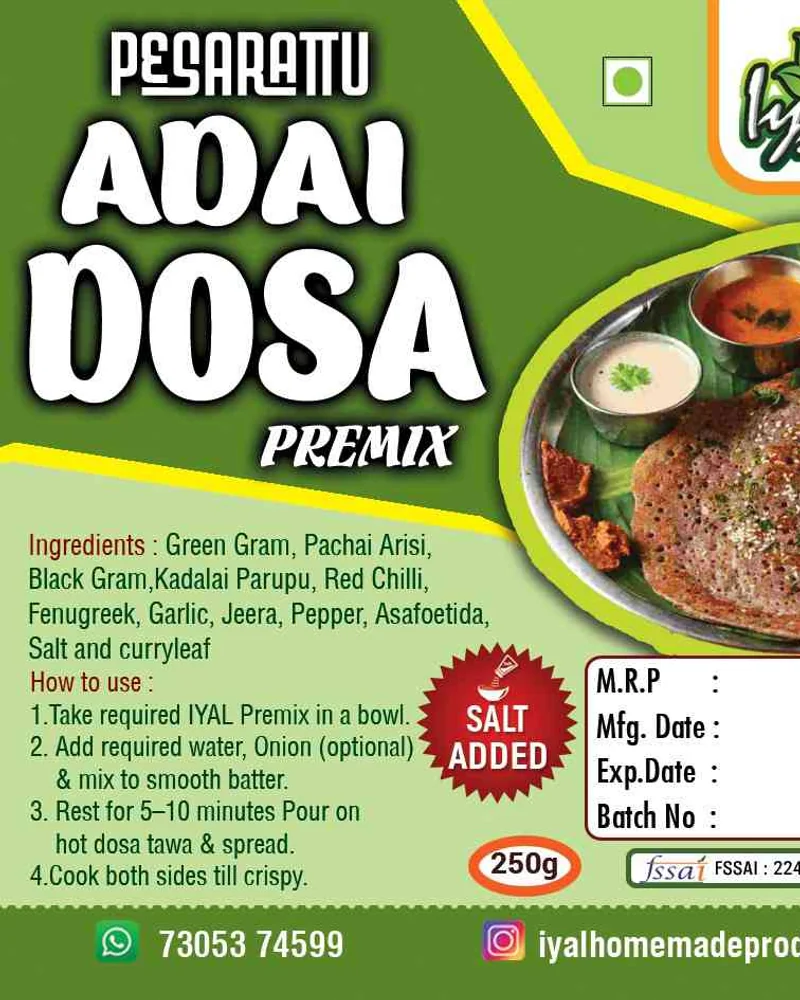 IYAL Pesarattu Adai Dosa Premix